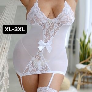 women's sexy plus size lingerie/dress/ bodystocking NWT white